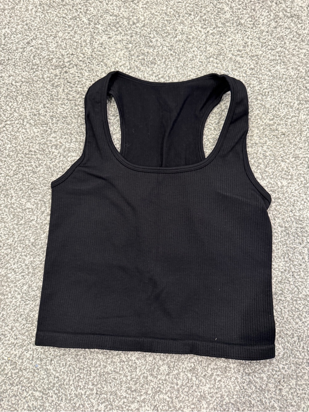 Black Ribbed Racerback Crop Tank Top -